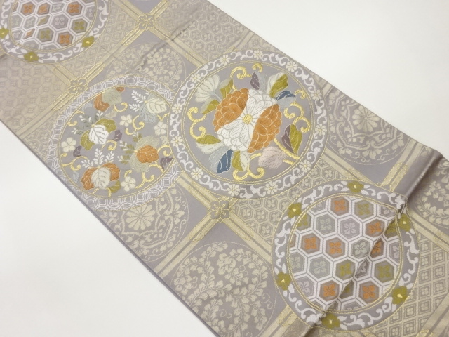 JAPANESE FUKURO OBI / WOVEN KIKU ARABESQUE